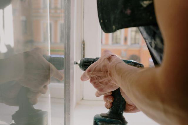a person repairing a window